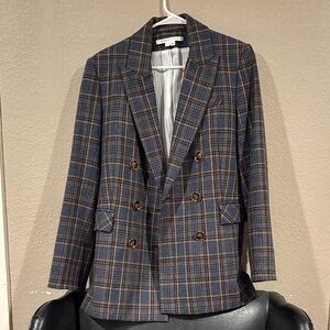 Veronica Beard Blue and Brown Checkered Blazer